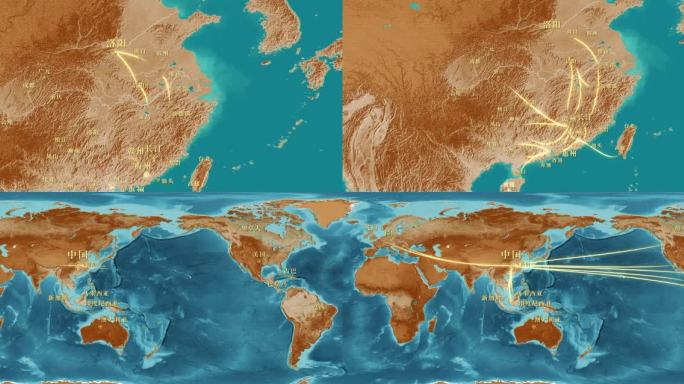 中国风古典客家南迁地图