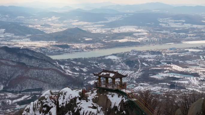 吉林市朱雀山冬季自然风光冬天风景航拍