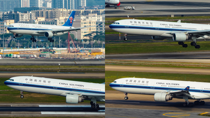 南方航空A330宽体客机降落深圳精彩瞬间