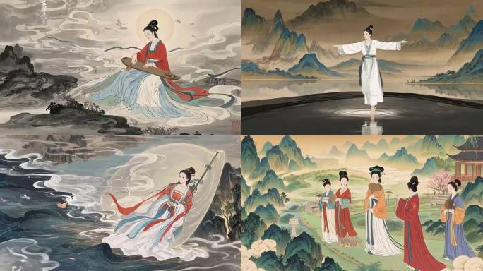 古人古代宫女飞天动画
