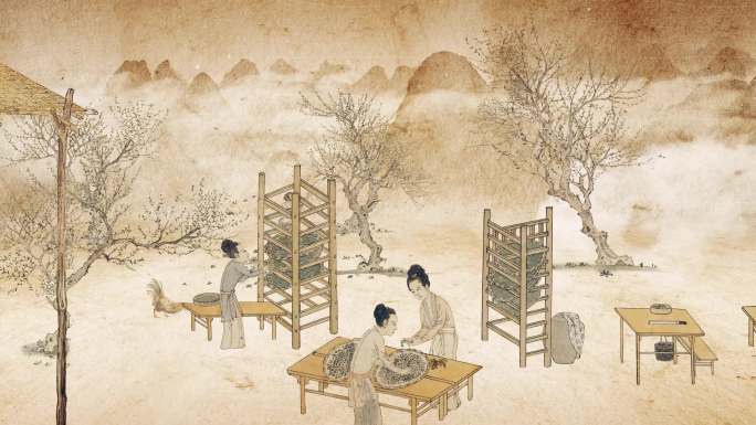 古代养蚕织绸纺织图【视频】