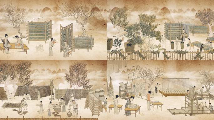 古代养蚕织绸纺织图【视频】