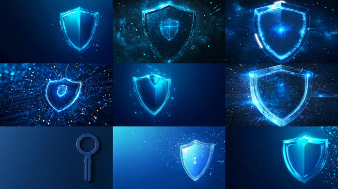 盾牌钥匙数据安全防护科技背景素材