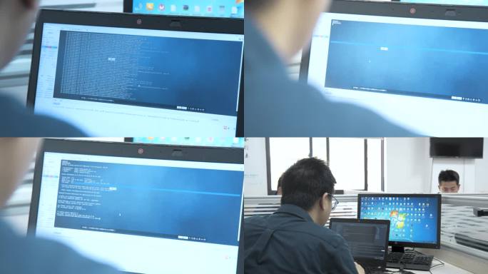 程序员实拍，编写代码，运行程序，电脑