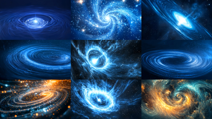 蓝色粒子科技漩涡背景素材3