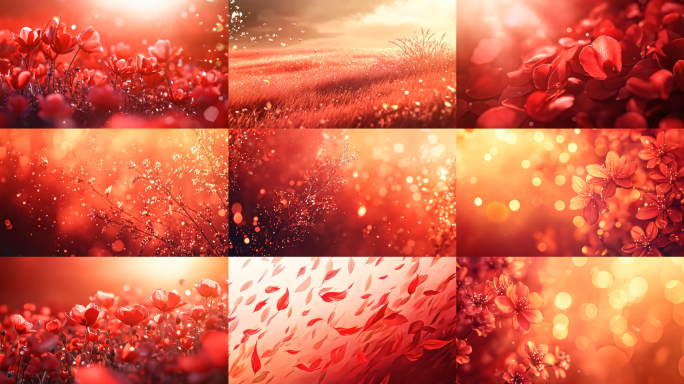 红色正能量花草背景1