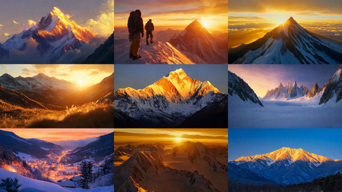 日照金山 金色山峰 雪山 高海拔 延时