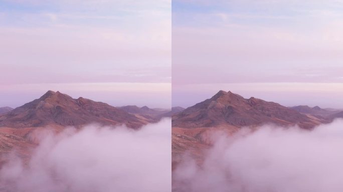 西班牙山脉上空的云层鸟瞰图。
