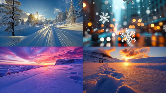 冬天冬季大雪雪景航拍寒冷冬至