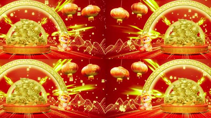 4K宽屏金色聚宝盆财神45