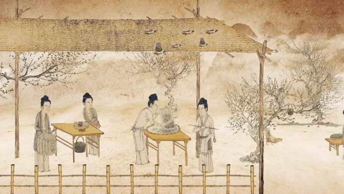 古代养蚕耕织图AE