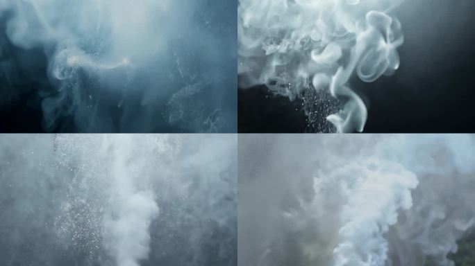 烟雾爆炸后的细微粒子浮动