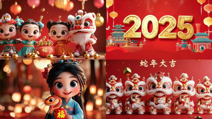 2025国风创意卡通萌娃贺蛇年