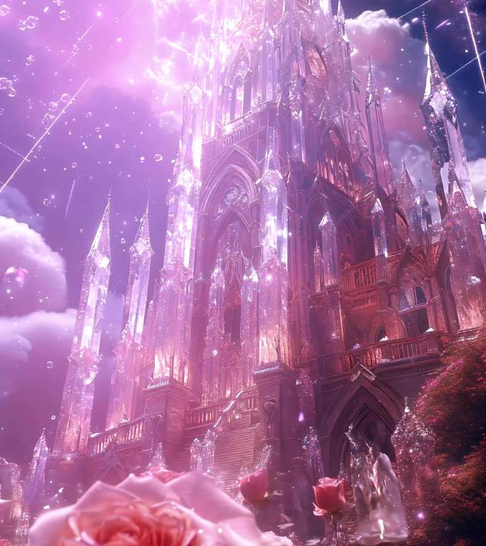 绝美水晶宫殿玫瑰花海星云梦幻