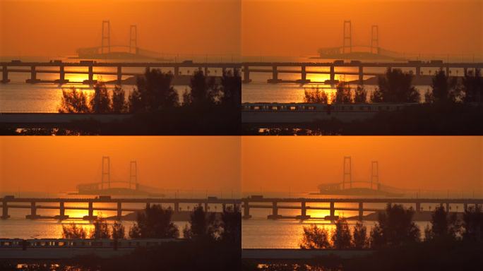 深中通道落日与深圳地铁