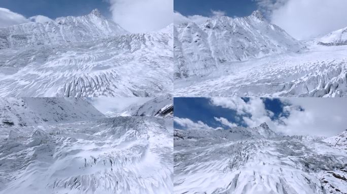 依噶冰川（忆格冰川）航拍冰川 冰舌 雪山