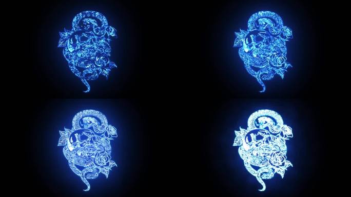 蛇与花描边勾勒发光图形