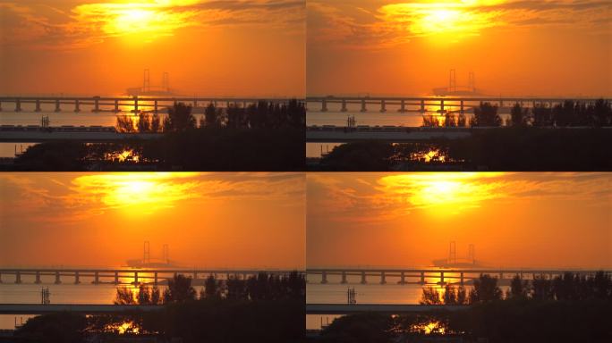 深中通道落日与深圳地铁