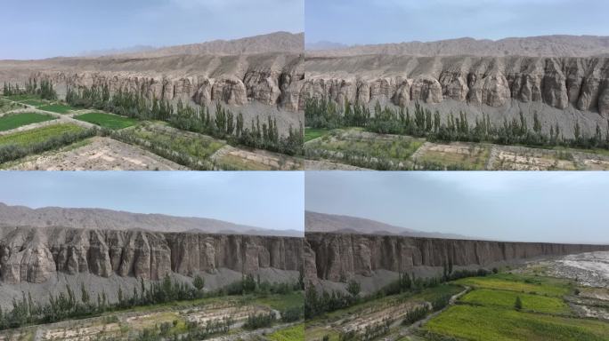 4K新疆喀什地区木什乡水蚀峡谷航拍