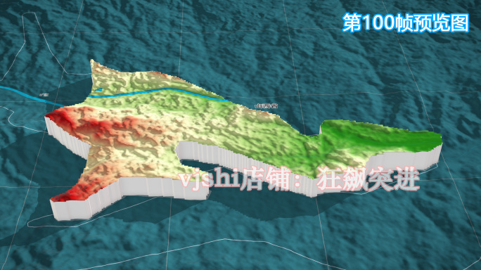 城区地图三维立体地形山脉河流暗色写实