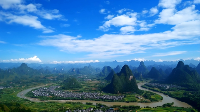桂林山水航拍延时