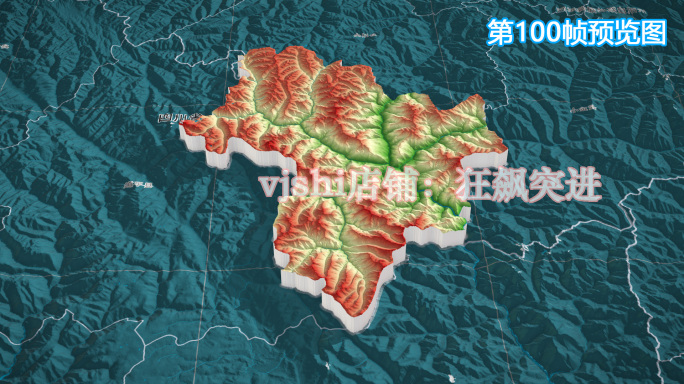 丹巴县地图三维立体地形山脉河流暗色写实