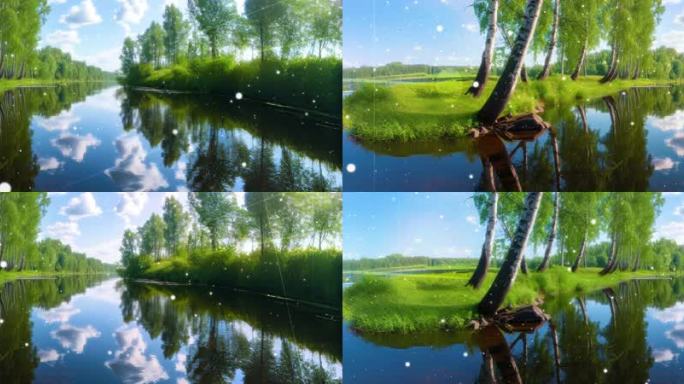 8K宽屏伏尔加河悠悠河面映照着两岸