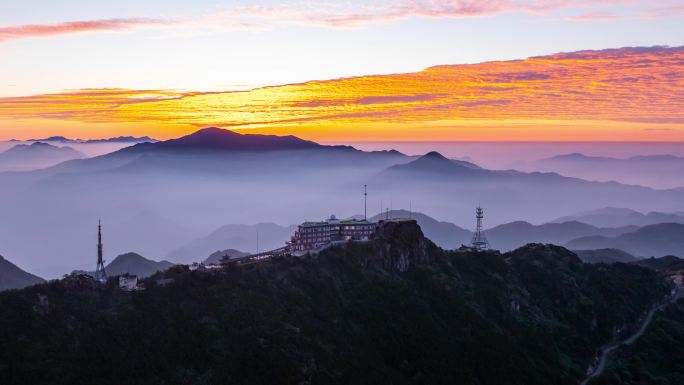 泉州德化九仙山朝霞航拍延时