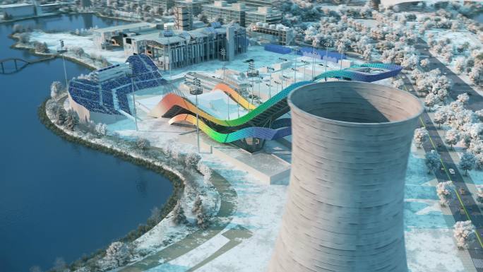 首钢大跳台冬季航拍冬奥场馆