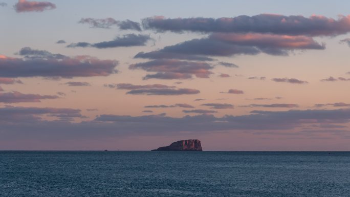 海洋岛屿日落晚霞延时