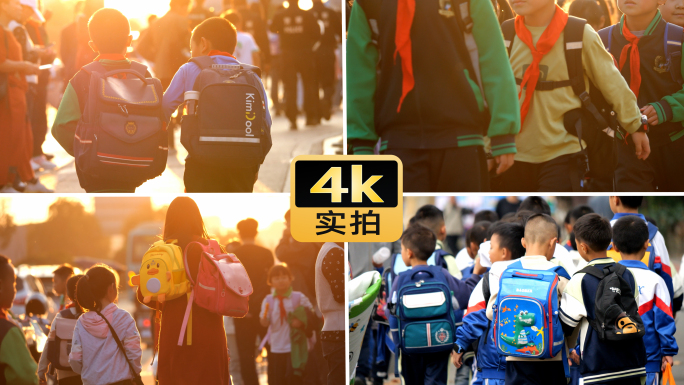 学生上学放学学校学习家长接娃送娃