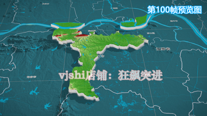 丹徒区地图三维立体地形山脉河流暗色写实