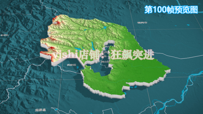东山区地图三维立体地形山脉河流暗色写实