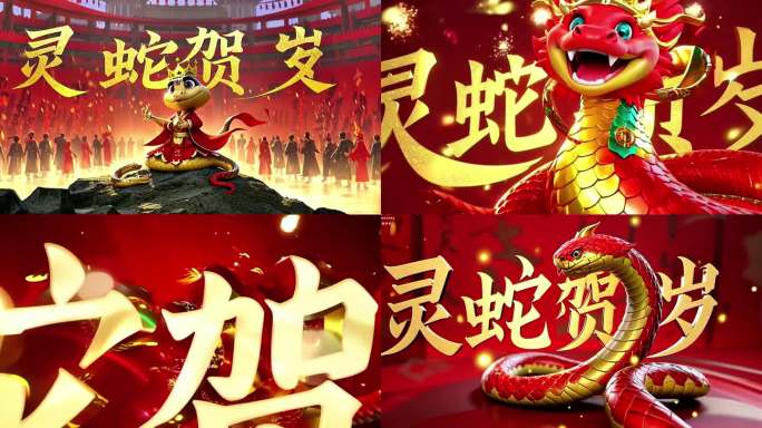 2025蛇年年会灵蛇贺岁文字标题特效