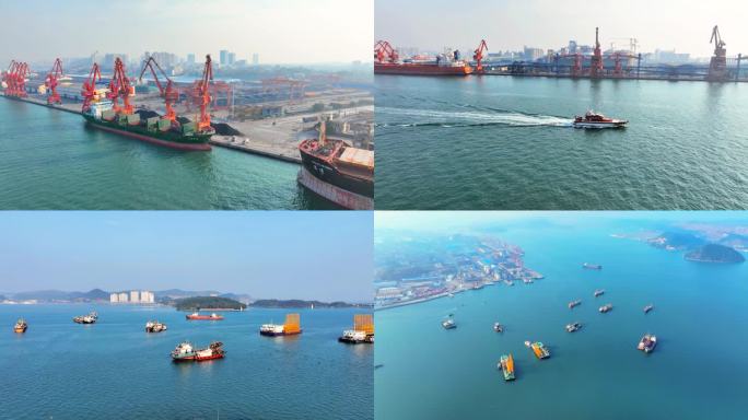 北部湾港口码头4k航拍