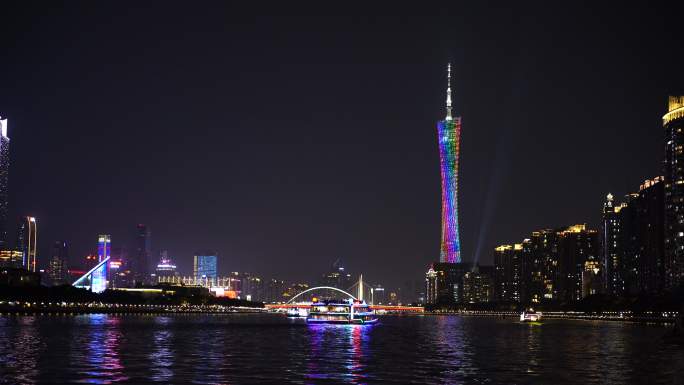 广州珠江新城夜景广州塔夜晚小蛮腰城市风光