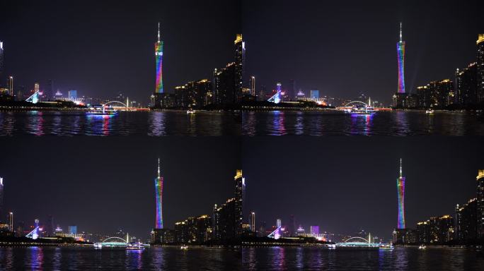 广州珠江新城夜景广州塔夜晚小蛮腰城市风光