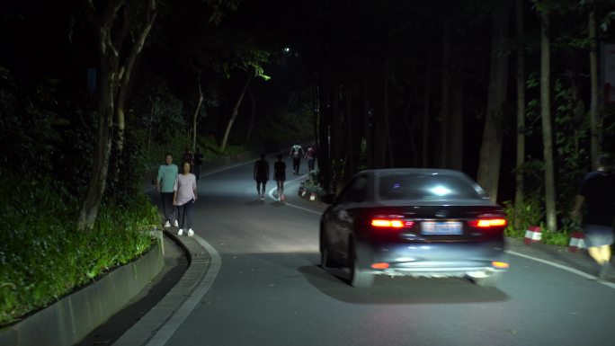 夜晚爬白云山散步的人
