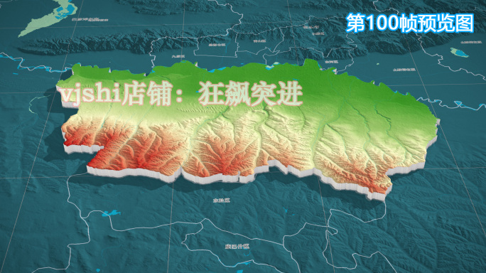 达拉特旗地图三维立体地形山脉河流暗色写实