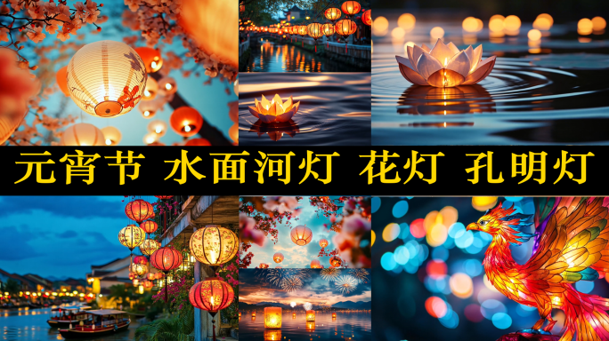 元宵节 水面河灯 河灯 花灯 孔明灯