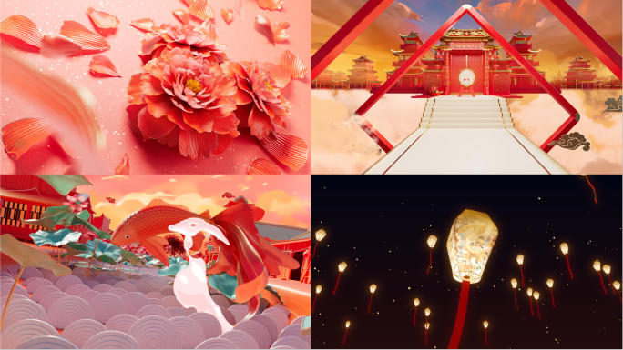 春节中国风开场片头C4D+AE模板