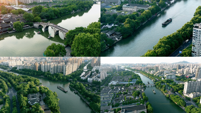 【航拍】京杭大运河杭州拱宸桥航拍延时