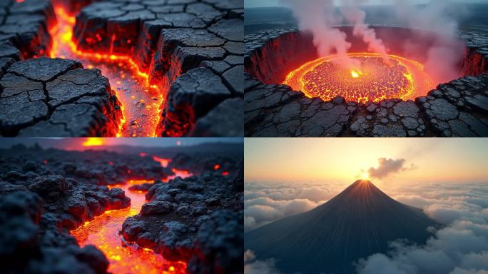 火山喷发 熔岩岩浆流动