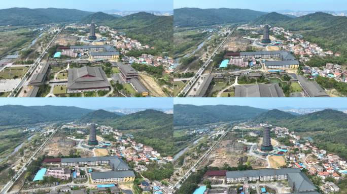 航拍广东省韶关市曲江区南华禅寺万佛宝塔