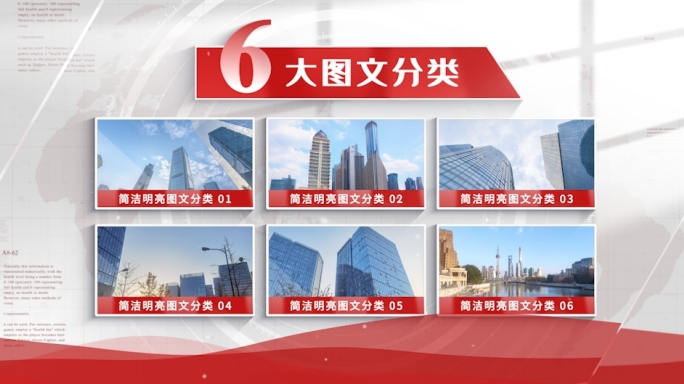 简洁明亮红色图文分类