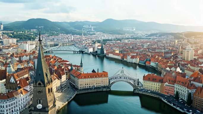 苏黎世鸟瞰图航拍