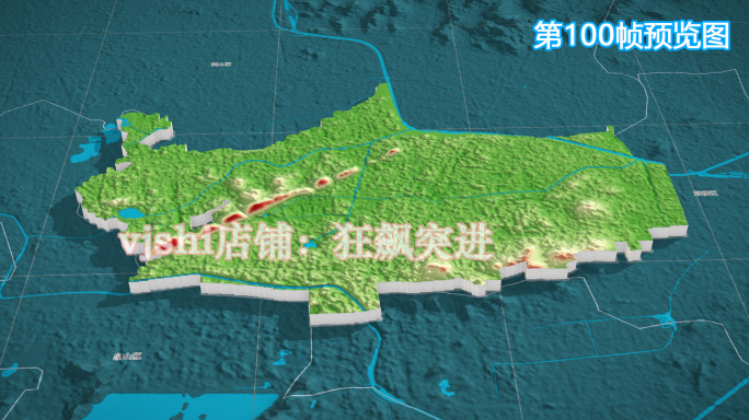 鼓楼区地图三维立体地形山脉河流暗色写实