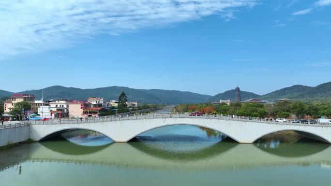 航拍广东省韶关市曲江区南华禅寺、秋天