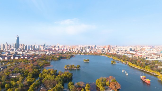 济南大明湖空镜航拍