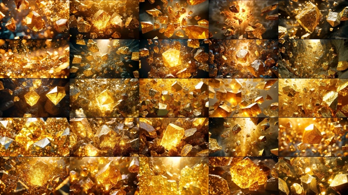 黄金金块碎金粉末金矿晶体矿石开采贵金属